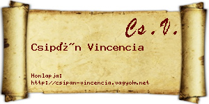 Csipán Vincencia névjegykártya